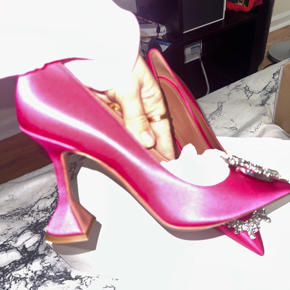 Amina Muaddi satin pump size 37.5 - Picture 2 of 5